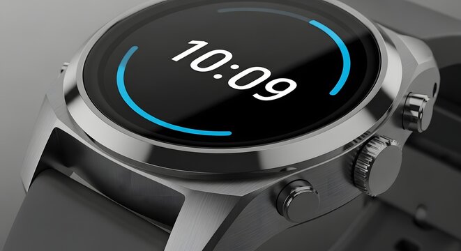 Modern Smartwatch with Digital Display and Blue Progress Bar
