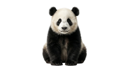 Adorable Giant Panda Cub Sitting Front Facing isolated on a transparent background bear