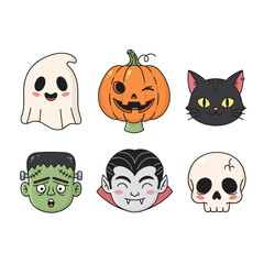 Fototapeta premium Delightful halloween cartoon characters illustrations for festive and decorative designs use