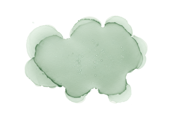 macro detail of an asymmetrical, free-flowing, pale celadon green watercolor ink wash with stochastic white speckles on a transparent background and copy space. concept of organic minimalism