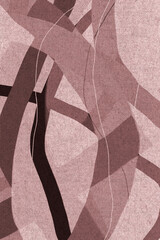 Modern abstract minimalist art. Lines and shapes in warm brown colors. Brush strokes and thin white lines on paper textured background.