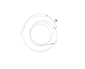 White modern headphones isolated on white background. Copy space