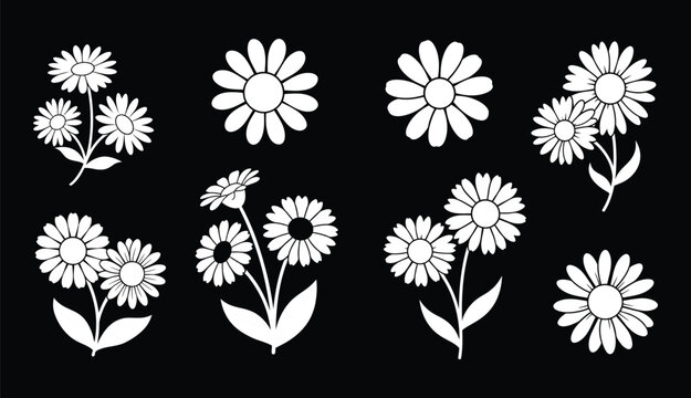 Flowers icon set. Flowers isolated on transparent background. Flowers in modern simple. Cute round flower plant nature collection. Vector illustrator.