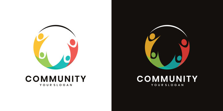 Abstract people circle community logo design - Powered by Adobe