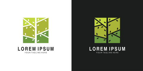 Tree leaf abstract green logo design template