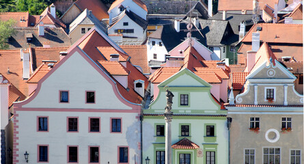 Bird view of Cesky Krumlov a city in the Czech Republic.