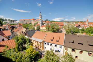 Bird view of Cesky Krumlov a city in the Czech Republic.