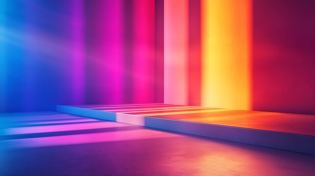 Dynamic neon light stage with gradient colors high resolution image