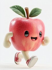 red apple with 3d running action