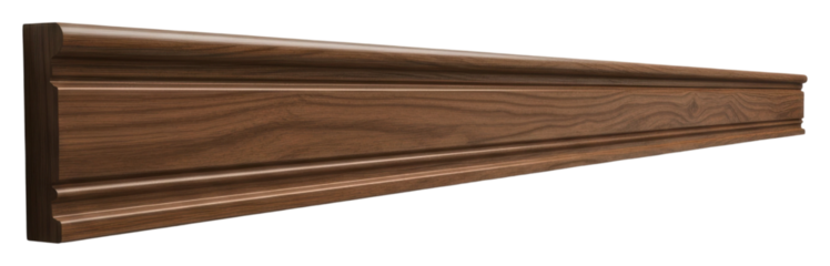 Installing elegant wooden crown molding in modern home interior isolated on transparent background