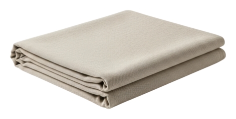 Folding action of a light beige fabric space product isolated on transparent background