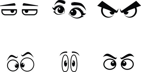 Diverse Cartoon Eyes Illustrating Various Emotions and Expressions in Graphic Design for Creative Projects and Visual Storytelling showcasing a Spectrum of Feelings