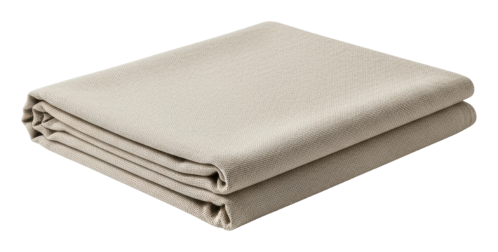 Folding action of a light beige fabric space product isolated on transparent background
