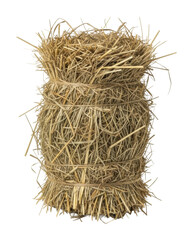 Harvesting straw bales farm field agriculture rural area perspective isolated on transparent background