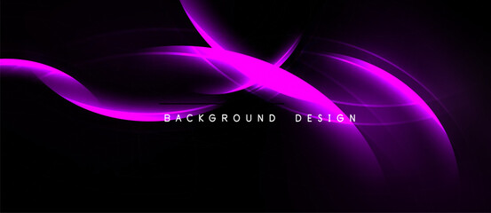 Abstract pink lines over black background. Modern design, smooth curves create dynamic visual effect. Simple, elegant presentation.