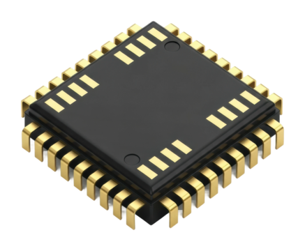 Innovative chip design technology lab digital component view isolated on transparent background