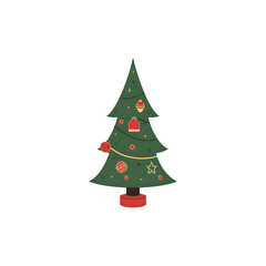 Festive Christmas tree with ornaments and star topper