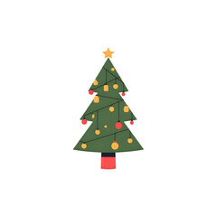 Festive Christmas tree with ornaments and bright star