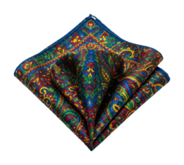Colorful silk handkerchief display textile cultural heritage isolated on transparent background