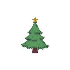 Festive christmas tree with a star on top design