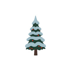 Festive snowy Christmas tree icon for the holidays