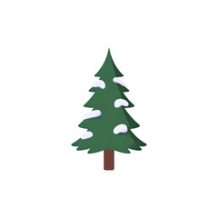 Cute cartoon Christmas tree with snow decoration