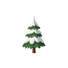 Festive snowy Christmas tree with cartoon styling
