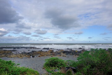 Storm waves bringing in the floating debris