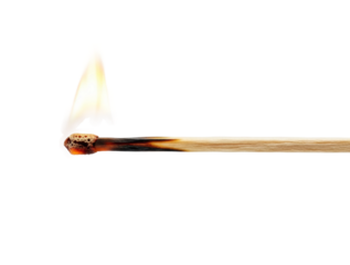 Igniting a matchstick fire element view isolated on transparent background