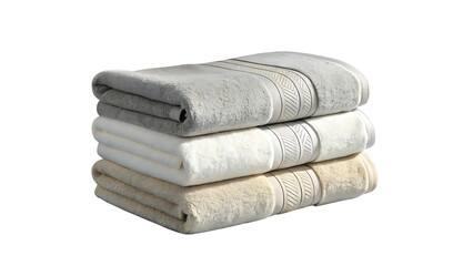 Stacked Soft Bath Towels: A neat stack of folded bath towels, each showcasing subtle textures and hues, inviting a sense of comfort and relaxation.