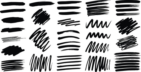 Naklejka premium Set of paint brush stroke and abstract grunge banner for graphic background decoration. Watercolor splatter, ink splash and creative shape for social media.