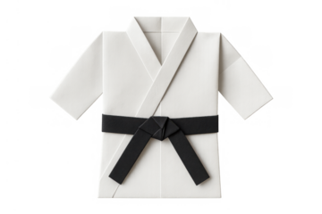 Origami karate uniform with black belt, symbolizing discipline, martial arts mastery, and japanese culture craft