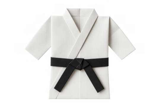 Origami karate uniform with black belt, symbolizing discipline, martial arts mastery, and japanese culture craft