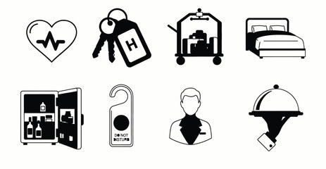 Hotel and Hospitality Icons Set Vector Illustration