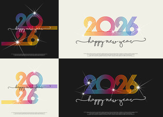 Happy new year - best wishes 2026 with colorful number. Perfect vector for poster banner greeting and new year 2026 celebration.