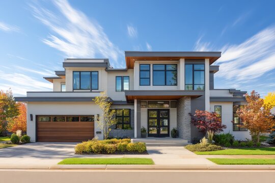 Family Home with Modern Two-Story Exterior Architecture