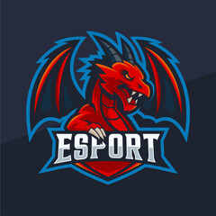 Fierce Red Dragon Esport Mascot Logo