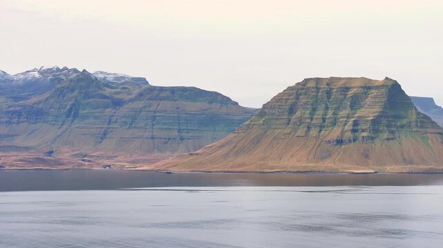 Aerial view around Kirkjufell Mountain - Grundarfj&ouml;r&eth;ur - Iceland