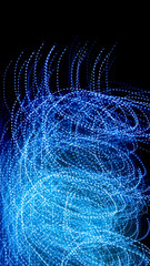 blue dashed lines of lights on a black background