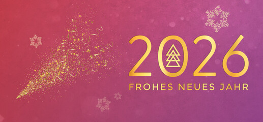Frohes neues Jahr 2026. Christmas card in German. Happy New Year.
