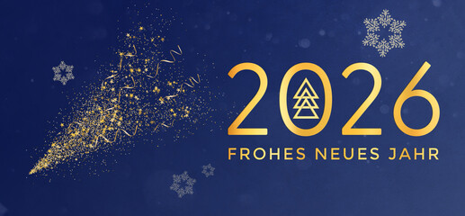 Frohes neues Jahr 2026. Christmas card in German. Happy New Year.
