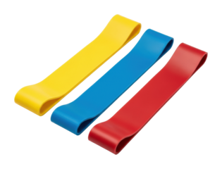 Exercise equipment colorful resistance bands on isolated on transparent background