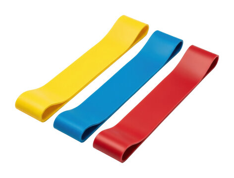 Exercise equipment colorful resistance bands on isolated on transparent background