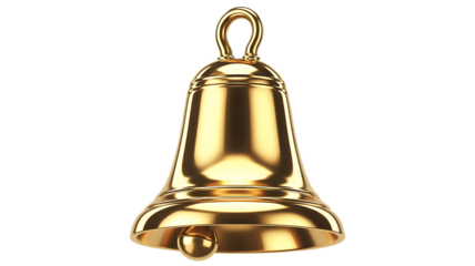 Polished Gold Bell – Transparent PNG, Premium 3D Icon for Awards, Announcements & Luxury Branding.