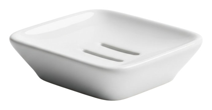 Elegant white soap dish bathroom modern style minimalist design isolated on transparent background