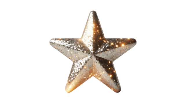 Glittery Silver Star – Transparent PNG, Festive Award Icon for Holidays, Certificates & Luxury Branding.