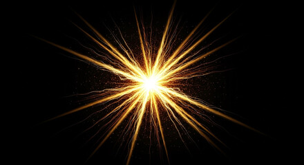 Golden explosion of light radiating outward against black, creating depth and energy for a captivating cosmic visual perfect for space and technology themes