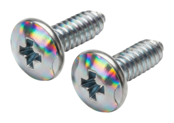 Installing colorful metal screws workshop diy project isolated on transparent background