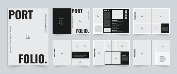 Minimalist Portfolio Brochure Layout Template &ndash; Modern Architecture & Interior Design Portfolio