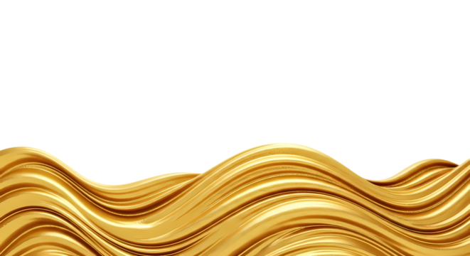 Golden wave isolated on transparent background creates a luxurious and elegant design - Powered by Adobe